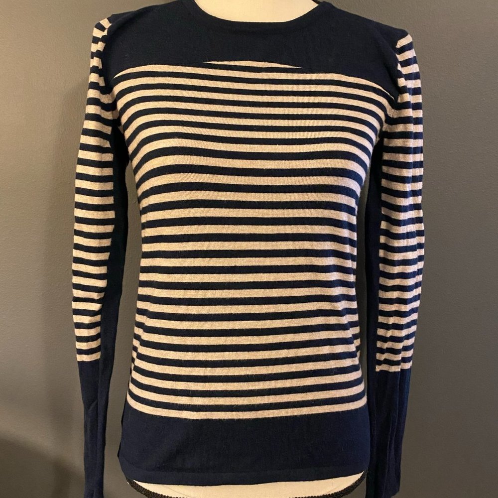Workshop Republic Navy/Tan Stripe Long-Sleeve Knit